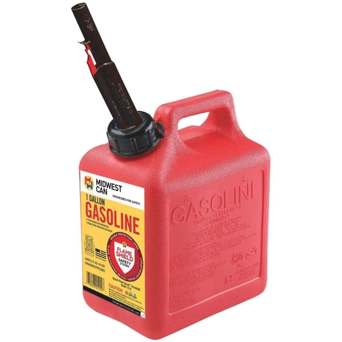 212 MAIN Flameshield Red High-Density Polyethylene Gas Can, EPA Compliant Fuel Storage Container with Spout and Vapor Lock (Model 248469)