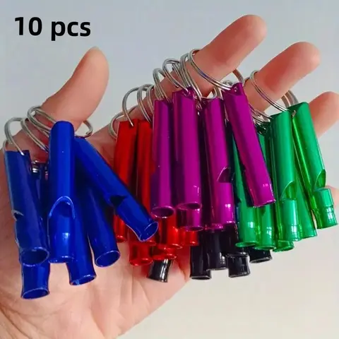 Random Color Whistle with Keychain, 10pcs/set Multipurpose Loud Whistle, Emergency Whistle for Outdoor, Camping, Hiking, Dog Training, Puppy Training Tools