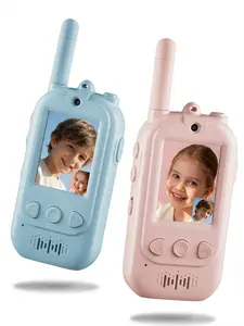 Kids Video Walkie Talkies 2-Pack, Rechargeable Remote Video Intercom with Voice Changer, Indoor Outdoor Educational Toys for Boys & Girls Ages 3–12