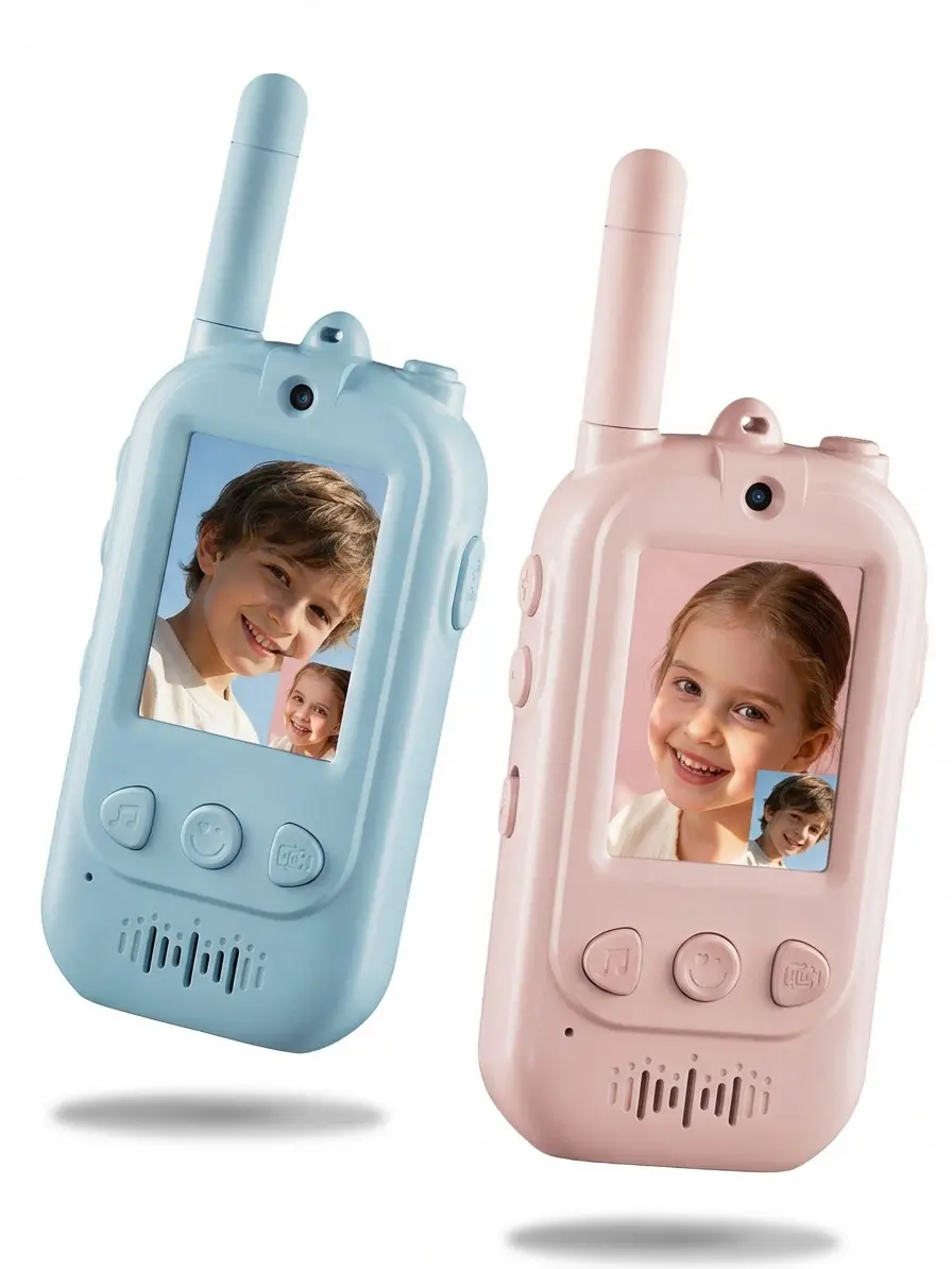 Kids Video Walkie Talkies 2-Pack, Rechargeable Remote Video Intercom with Voice Changer, Indoor Outdoor Educational Toys for Boys & Girls Ages 3–12