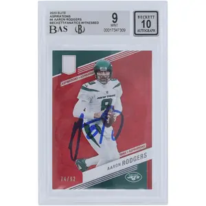 Aaron Rodgers New York Jets Autographed 2023 Panini Donruss Elite Aspirations #4 #/92 Beckett Fanatics Witnessed Authenticated 9/10 Card - Fanatics Authentic Certified