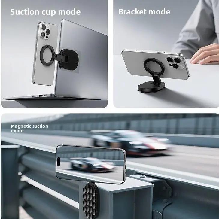 3-in-1 Suction Magnetic Phone Holder for MagSafe, 360° Rotatable Phone Tripod Mount with Carabiner Clip, Compatible with iPhone 17-12, Ideal for Car Dashboard, Gym, Kitchen, Office