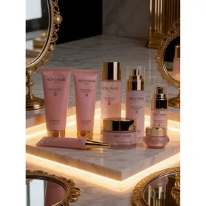 Sakura Anti Aging Hydrating 8 Piece Skin Care Set Cleanser Toner Eye Cream Serum Emulsion Cream Sleep Mask Luxury Dual Repair for Smooth Plump Radiant Youthful Glow Skin