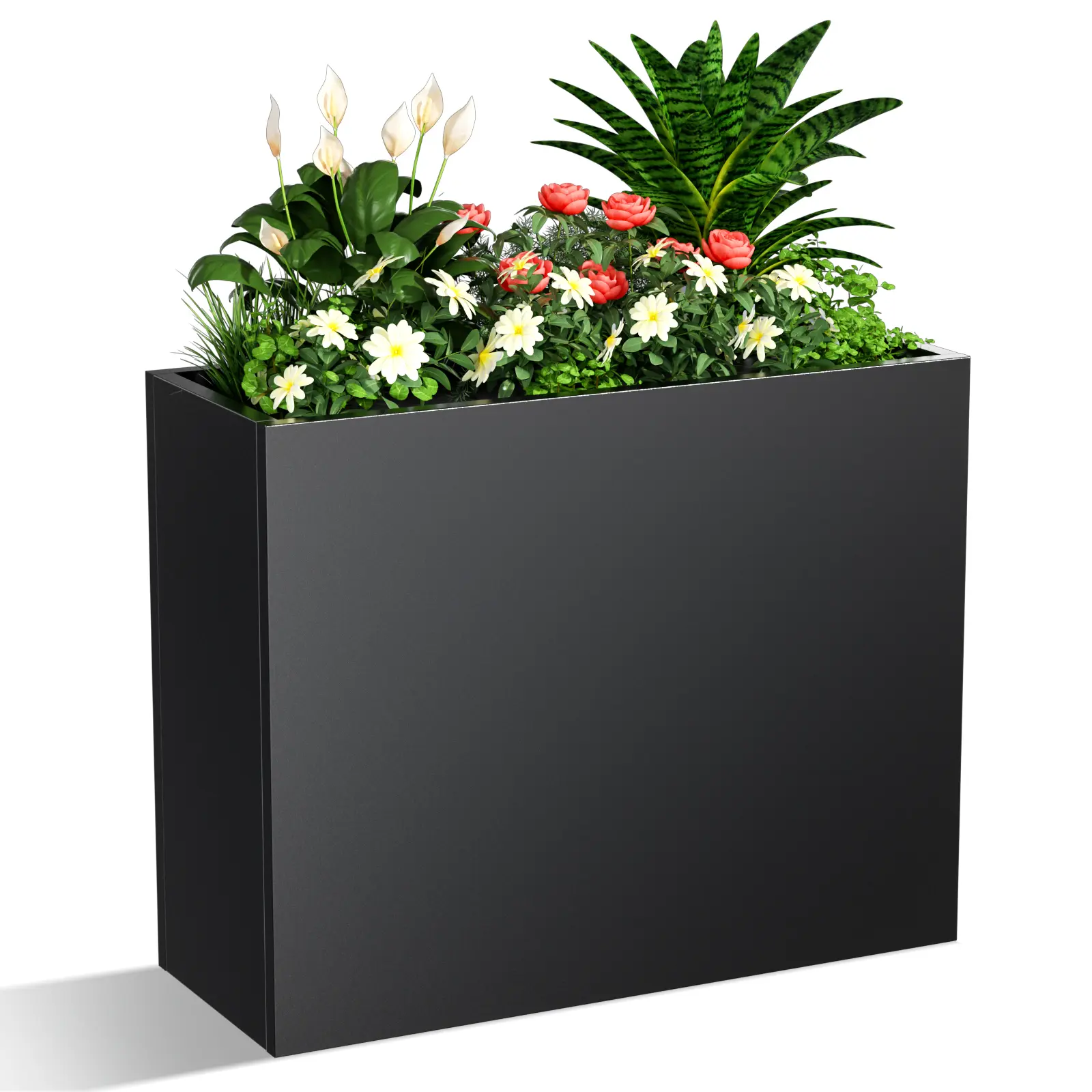 Metallic Heavy Long and Large Outdoor/Indoor Planter, Rectangular Trough  Planter Box, 30Lx24Wx12H, 33Pounds Powder Coating Modern Commercial  Residential for Patio, Deck, Yard, Garden - TikTok Shop