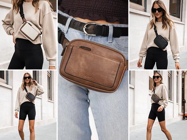 CLUCI TikTokShopSpringGlowUp Belt Bag for Women, Mini Everywhere Crossbody Waist Bag Adjustable Strap, Vegan Leather Women's Fanny Pack Pouch Zipper Compact Durable