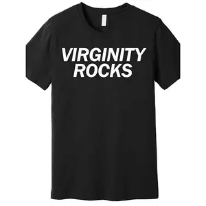 Virginity Rocks Men’s Graphic T-Shirt - Funny Black  Short Sleeve Tee, Casual Round Neck, Machine Washable,  , Smooth Fabric, Regular Fit, Everyday Tshirt  Casual Style  Organic  Shirt180g 100%Cotton