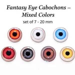 20 mm • Mixed Color Eyes  - Glass Cabochons • Assorted Set (7 Pieces)