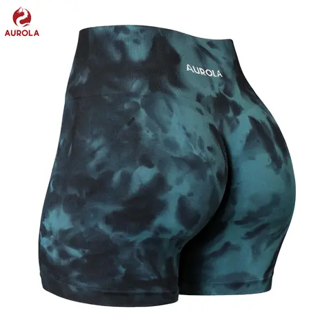 AUROLA Dream Tie Dye Workout Shorts for Women,Seamless Soft Smooth Gym Yoga Scrunch Active Shorts