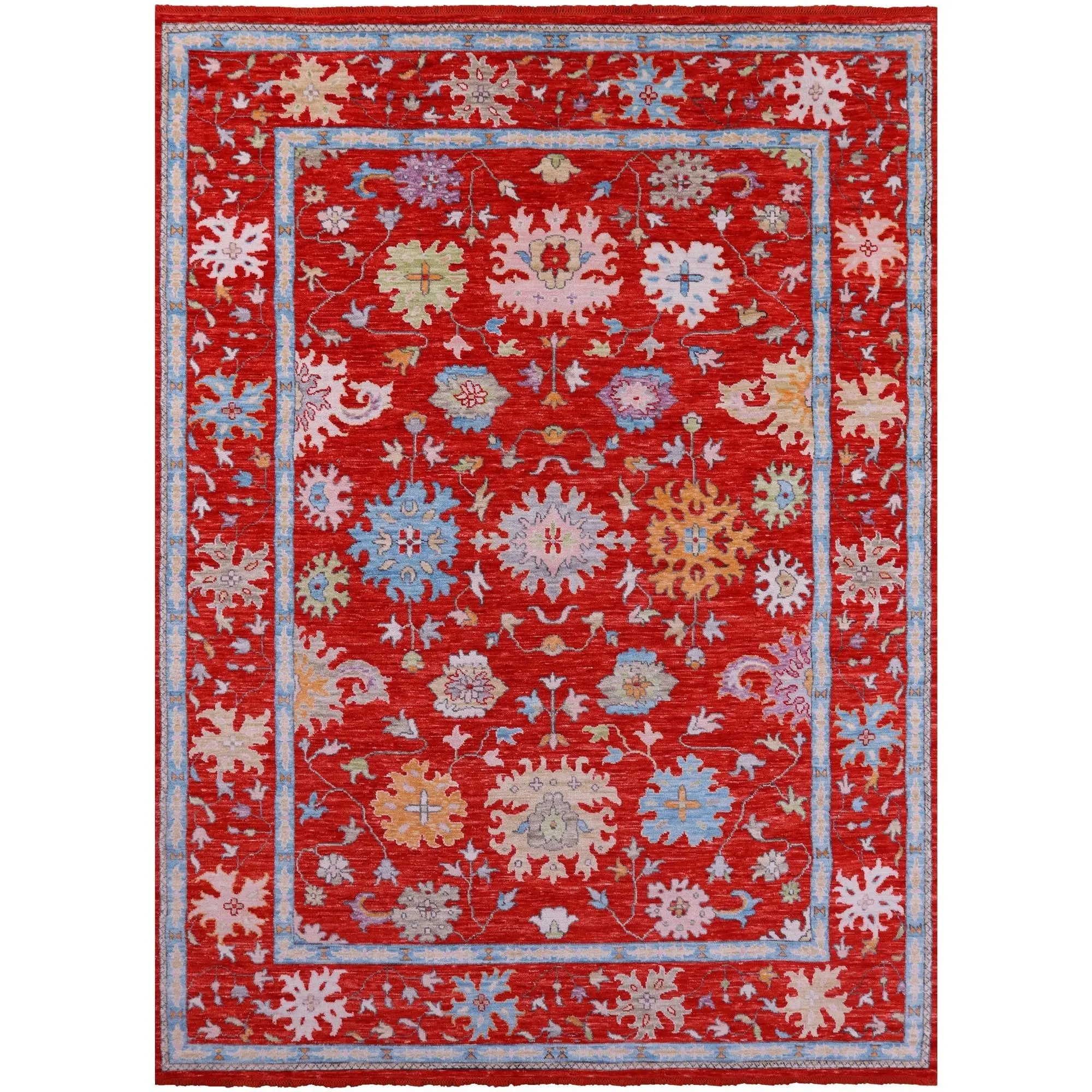 SUPER SALE Red Turkish Oushak Hand Knotted Wool Rug - 10' 4" X 14' 1"