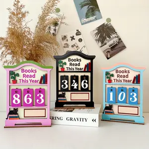 DIY Reading Tracker, Annual Reading Counter, Exquisite Book Tracker Not Only Records Your Reading Progress, Can Track Up To 999 Books, Interchangeable Blocks, Can Also Turn It Into A Beautiful Bookshelf Decoration. Book Lover Gift, Bookend