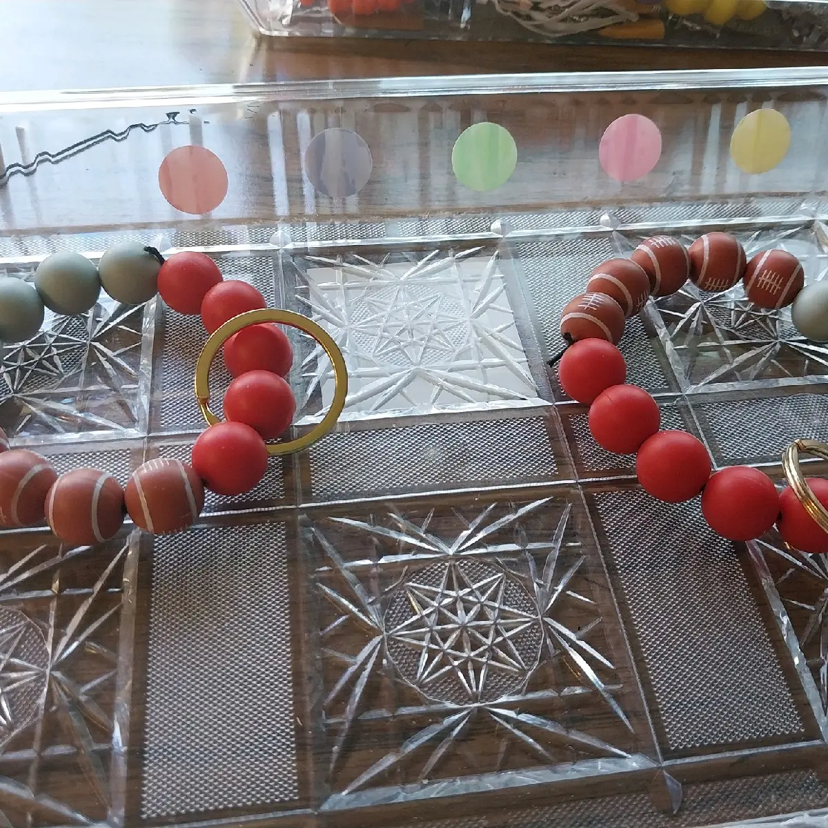 beaded Ohio State key chains and different color beaded key chains
