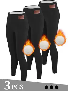3-piece high-waisted fleece pants for women, high-waisted tights for autumn and winter, tights for fitness, yoga, cycling and running, fleece pants for women, outdoor sportswear, tights, yoga pants, fleece thermal long pants