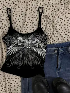 SAMPLEI Women Casual Sexy Camisole With Heart Wings Pattern