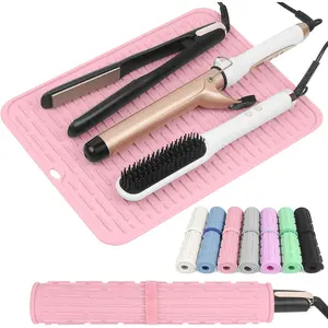 Oversize Silicone Heat Resistant Mat for Hair Tools, Curling Iron Mat, Hot Tools Holder, Portable Flat Iron Hair Straightener Pad Cover for Travel Vanity Salon(14.2" x 11.0")