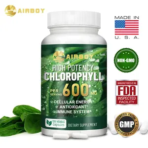 AIRBOY|Chlorophyll Capsules| 600 mg | High Potency Chlorophyll| For Energy, Immune Support, Skin & Body Deodorization| Non-GMO| - 60/120 Capsules