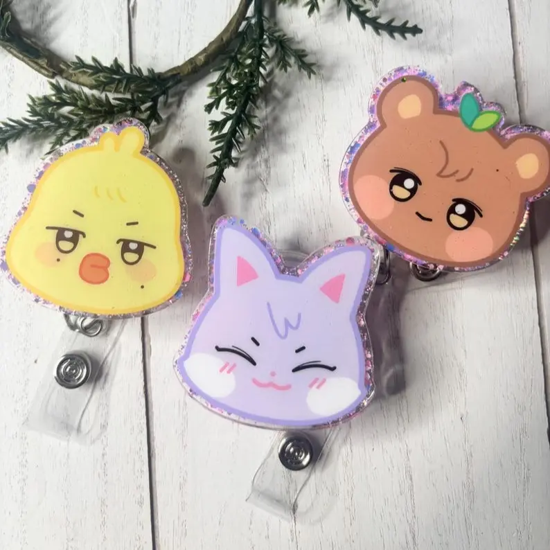 Chibi Members Y2k Group Hologram Badge Reel Music Gift For Bestie Fan Kpop