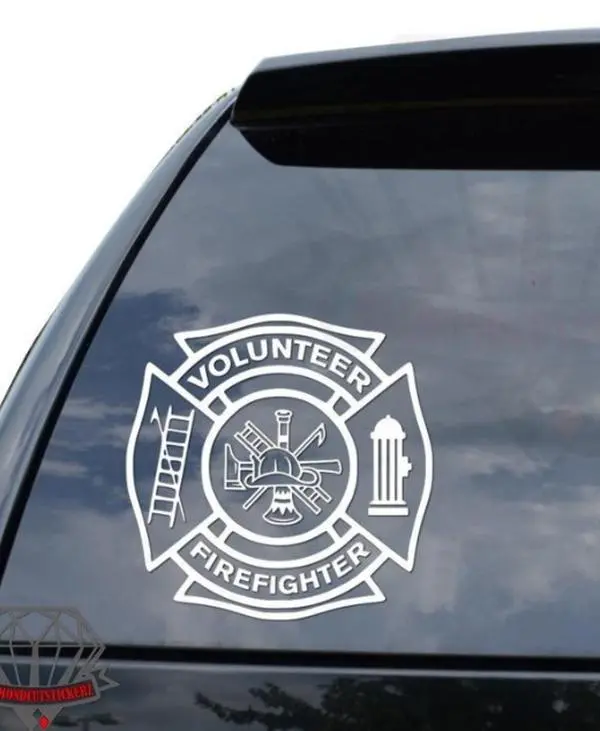 Firefighter Volunteer Maltese Scramble Fireman Tools Sticker Firefighter Volunteer Maltese Scramble Fireman Tools Sticker