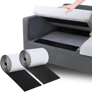 4.4''×6.5 Feet Black Heavy Duty Hook and Loop Tape Adhesive, Keep Couch Cushions from Sliding or Blowing at Outdoor, Picture Wall Hanging, No Punching Wall Mounting, Keep Your Carpet Rugs in Place