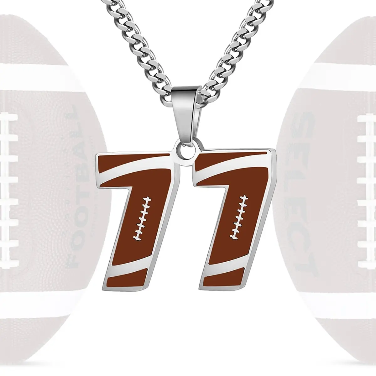 0-98 Football Style Number Pendant Necklace | Hip-Hop Jewelry | Cuban Chain | A Perfect Choice for Football Fans | Curated Gifts | Gift For Him or Her