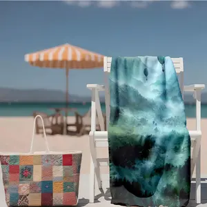 1 piece Hot air balloons flying through a misty valley. themed beach towel - Super soft flannel blanket, suitable for beds and sofas, all-season use, modern design, digitally printed pattern, 100% polyester material, machine washable, suitable for