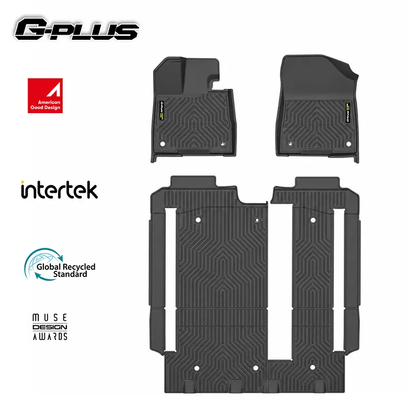 G-PLUS 3pcs TPE All-Weather Car Floor Mats - Vehicle-Specific Fit Full-Cover Liners for Chevy Silverado GMC Sierra 1500 Crew Cab 1999-2006, 1st & 2nd Row Black Protection, Car Accessories, Floor Mats for Trucks