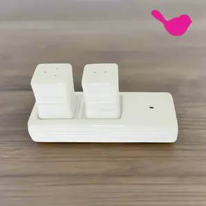 Nora Fleming Base Pinstriped Salt and Pepper Ceramic Set