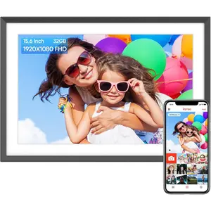 Digital Picture Frame 15.6" Large WiFi Digital Electronic Photo Frame with 32GB Storage, 1920x1080 FHD Touch Screen, Auto-Rotate, Share Photos or Videos Instantly via Frameo