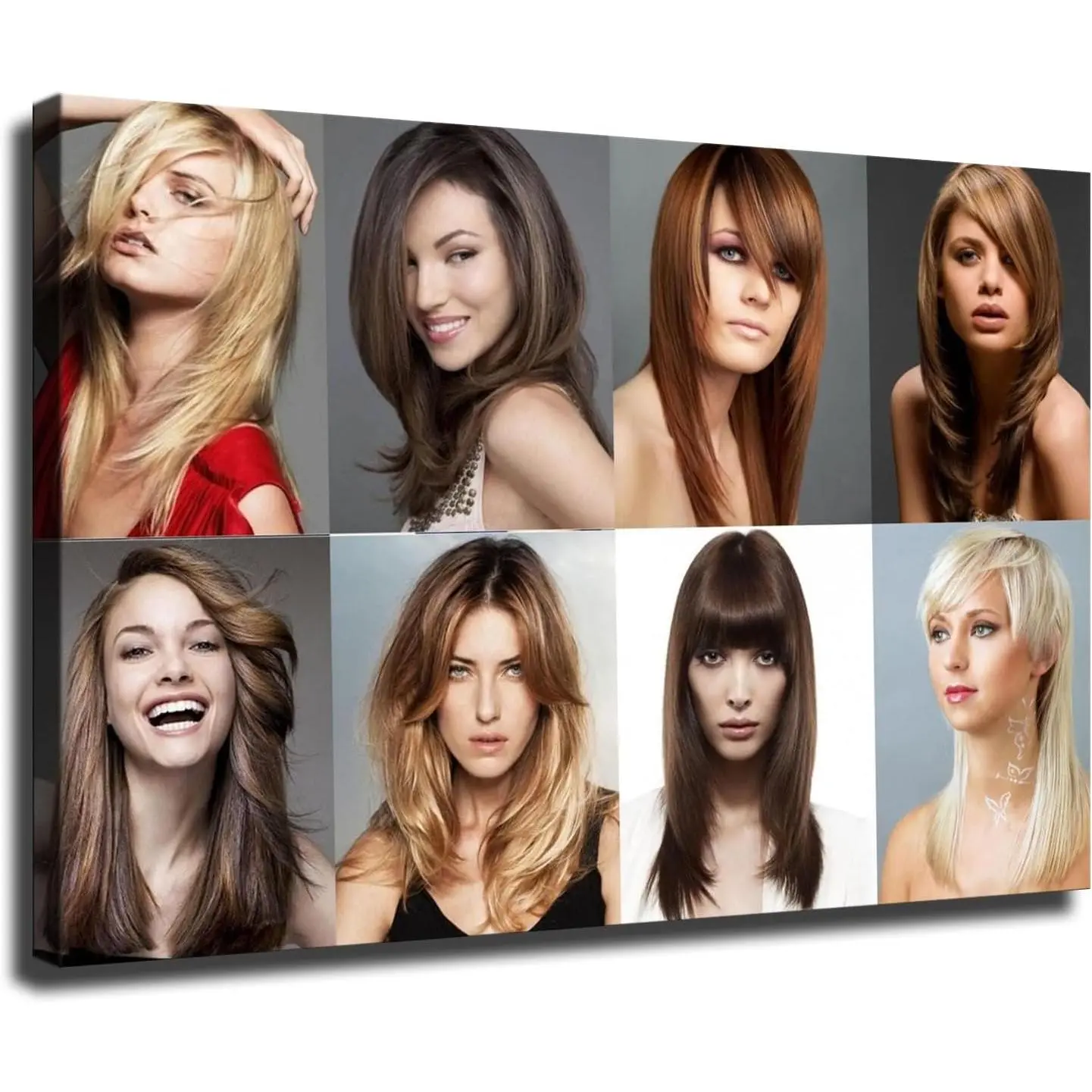 Women's Barber Shop Hairstyle Framed Canvas Wall Art Photo, Handmade Multi-Size Modern Decor for Bedroom & Living Room Home Posters & Prints