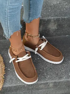 Women's Minimalist Plain Round Toe Slip-on Shoes, Casual Comfortable Versatile Slip on Lightweight Flats, Simple Design Soft Slip on Shoes For Daily Wear