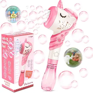 Unicorn Bubble Machine Wand Gifts for Kids Toddlers 1-8 Years Old Cute Unique Outdoor Summer Toy for Birthday Party Easter for Little Girl Boy Includes Bubble Solution Pink