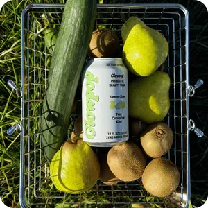 Glowpop Prebiotic Beauty Soda, Green Glow Flavor, Infused with Collagen-Building Peptides, Fiber, Prebiotics and Biotin, Zero Added Sugar, Vegan, Gluten Free, GMO Free, 12oz (12-Cans) Fruit Beverage