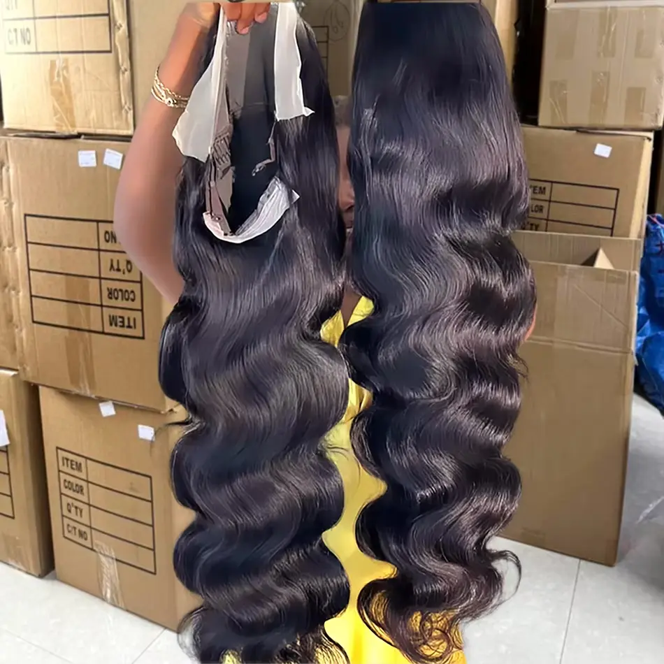 Bling Hair 13x4 13x6 Pre Plucked HD Transparent Lace Front Human Hair Wig Body Wave Wigs Long Wavy 180 Density Natural Hairline for Black Women with Baby Hair