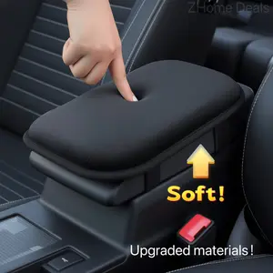 High-end black padded car armrest pad, super soft and comfortable, necessary for road trip, relaxes the arm, easy to install, suitable for rear opening armrest box, Car accessories