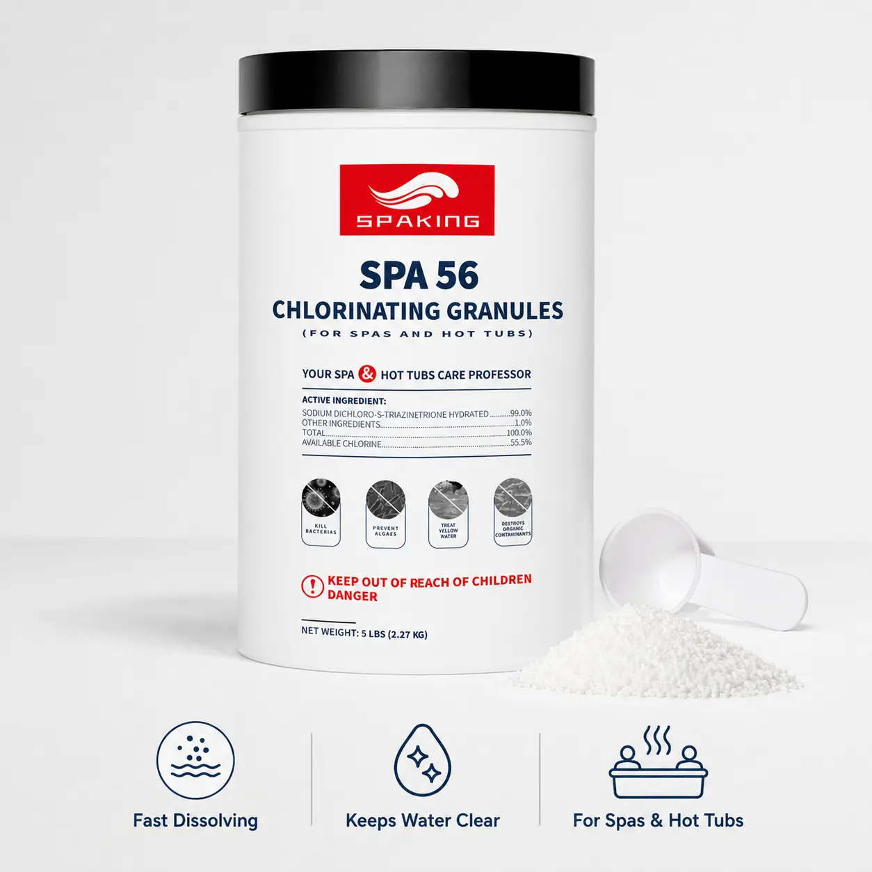 Quick Dissolve Hot Tub Shock and Clarifier - 5lb Tub Spa Water Cleaner Granules for Inflatable Spas & Jetted Tubs