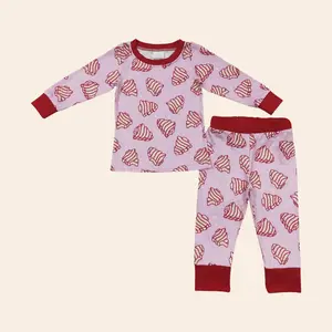 UWH Girl Christmas Pajamas Outfit Red Christmas Clothing Set GLP0453