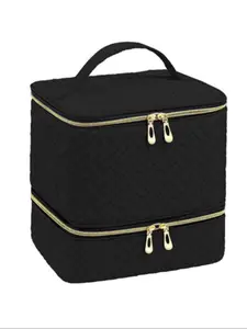 Portable Nail Art Organizer, Makeup Organizer Pouch, Dual-Layer Thick Storage Bag, Suitable for Nail Polish, Zippered Multi-Functional Cosmetic Bag