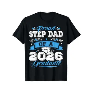 [100% Cotton] 100% CottonProud Step Dad of a 2026 Graduate T-Shirt - Suitable for - Fit Crewneck Tee with Vintage Distressed Graduation Cap Design & Bright Blue Script - Ideal Gift for 2026 Graduation Celebration for Stepdad