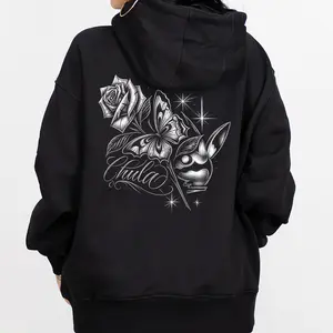 Chula Buterfly Chicano Clothing Gangster Clothes Chicana Art Cholo Chola Outfit Streetwear Hoodie Mend and Women Full Size Unisex Casual Hoodie 2611