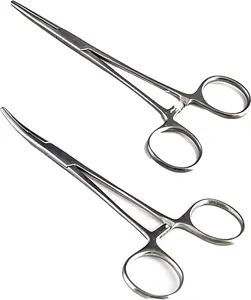 5.5-inch Stainless Steel Curved Locking Forceps with Serrated Tips - Precision Grip, Multi-Use Clamping Tool for Jewelry-Making, Beading, DIY Craft Tasks