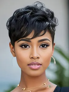 Women's Fashion Casual Short Synthetic Wig Set, Heat Resistant Rose Net Design, Comfortable All-Season Wear, Perfect Halloween & Christmas Costume Accessory