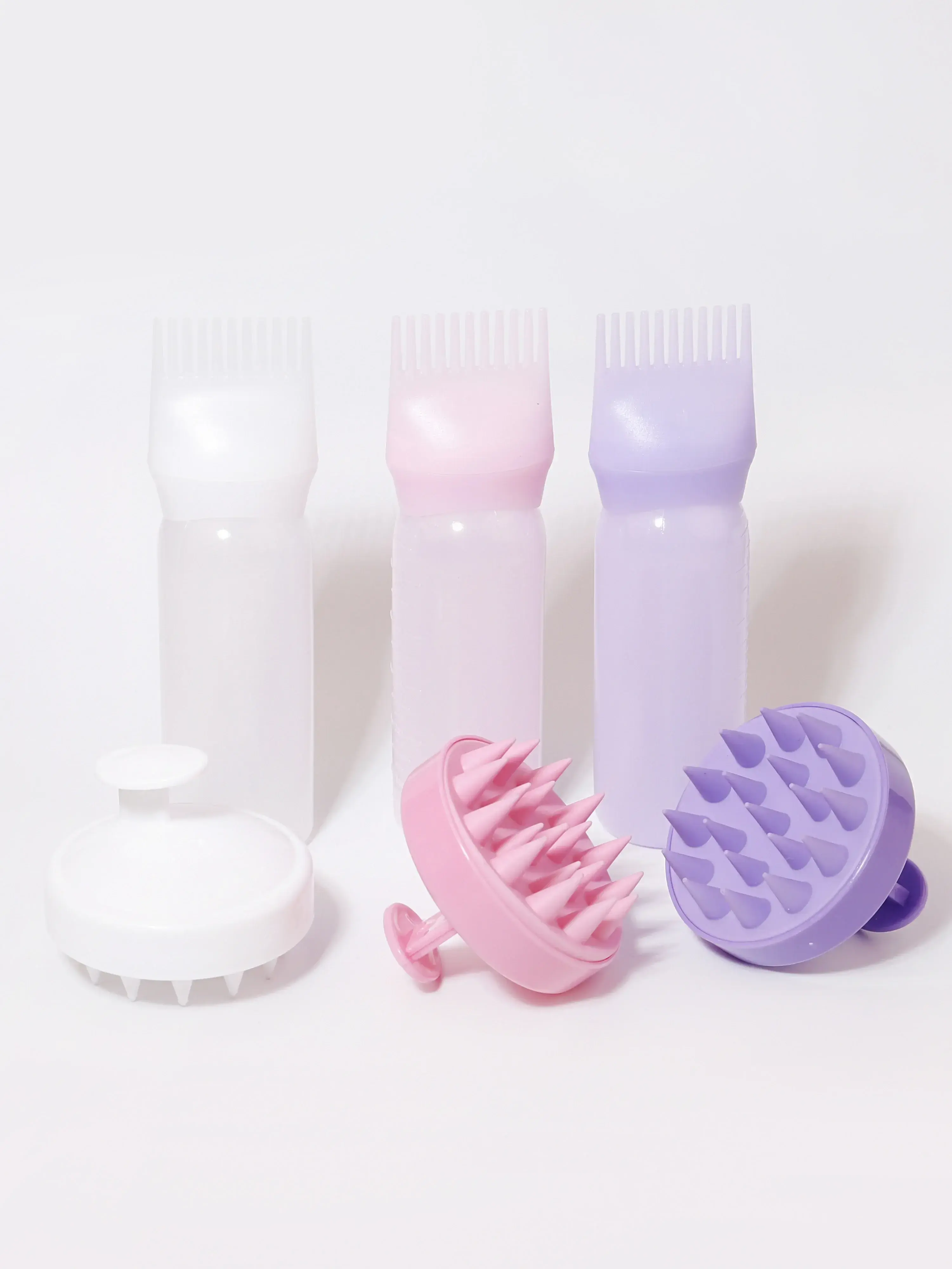 2-piece comb set, root comb application bottle, soft silicone hair brush, scalp exfoliation, massage, suitable for home salon