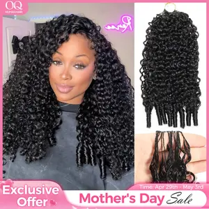 OQ HAIR Burmese Curly Crochet Hair Natural Black Machine Made Feather Crochet Human Hair Extension Miracle Knots Boho Braids #SummerVibes