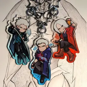 Devil May Cry Keychains - Dante, Nero & Vergil Keychains - Cute Characters, Kawaii Bag Charm for Keys, Backpack & Gifts, Collectible Fan Accessory, Aesthetic Game Merch!
