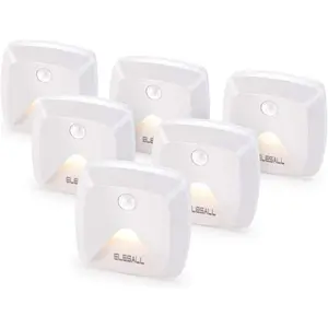 6-Pack Stick- Motion Sensor Lights, Warm White LED Night Light, Stick-Anywhere Stair Lights, Closet Light,  Operated Wall Light for Kitchen, Hallway, Bedroom, Bathroom, Stairs