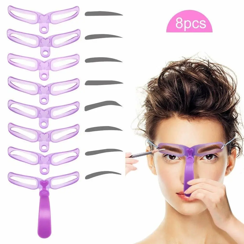 8 Styles Eyebrow Shaping Stencils Grooming Shaper Template Makeup Tool Kit US