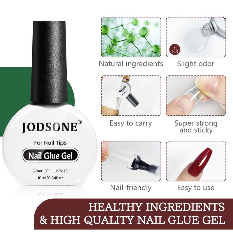 JODSONE 32 Color Gel Nail Polish Kit with U V Light with Base Coat Glossy Matte Glitter Top Coat 3 Kind of False Nail Tips with Glue for gifts