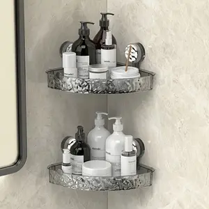 Hot-selling products [2-piece set] Wave suction cup rack, non-punching wall-mounted, transparent removable storage rack, bathroom rack