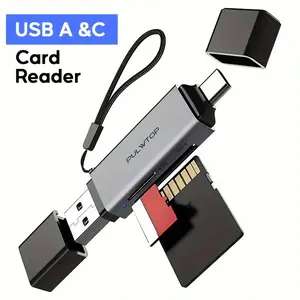 PULWTOP 2-in-1 USB-A & USB-C SD/TF Card Reader, USB 3.0 5Gbps High-Speed Memory Card Writer, Dual Slot Simultaneous SDXC/MMC Compatible for MacBook, iPad, S21/S22/S23, Smartphones (No Drivers Needed)