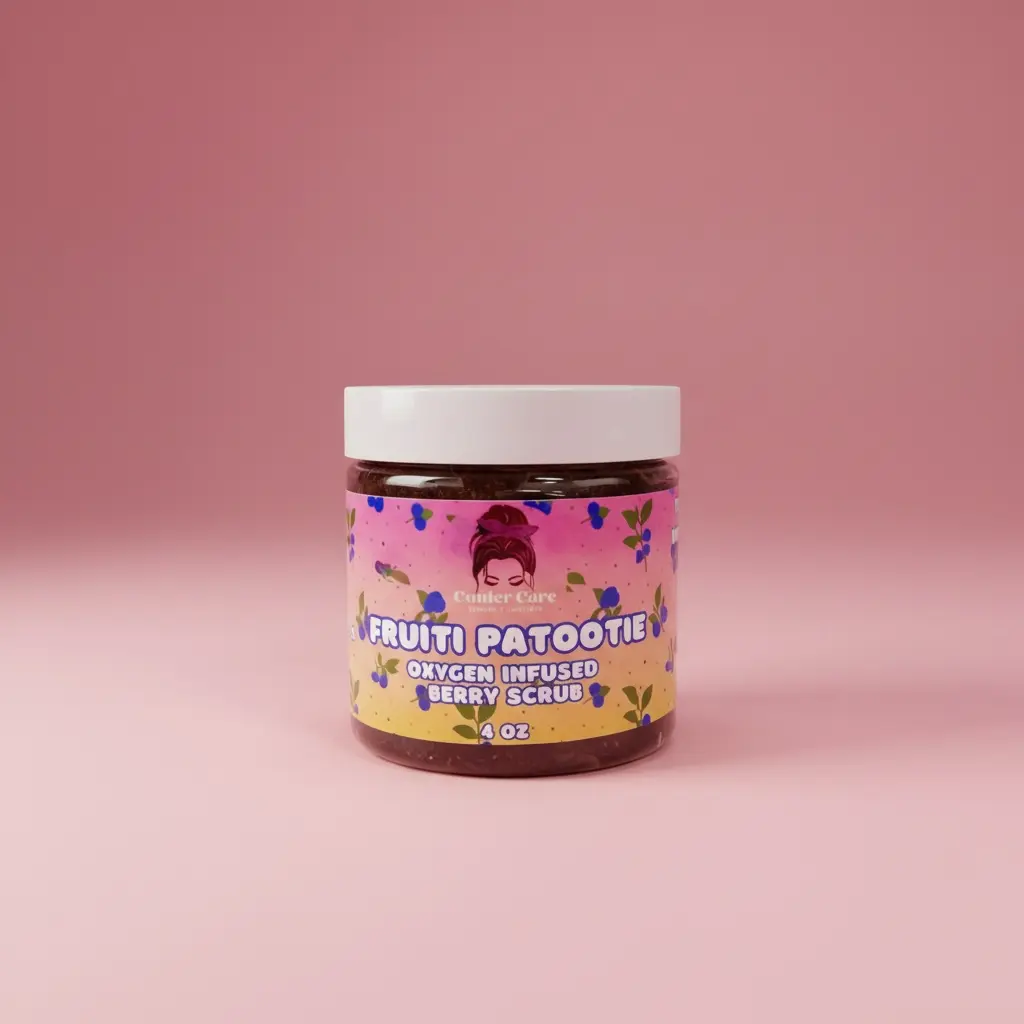 Fruiti Patootie Berry Facial Scrub - Oxygen Infused Gel with Cranberry & Blueberry Extracts for Radiant Skin - 4 Oz Jar