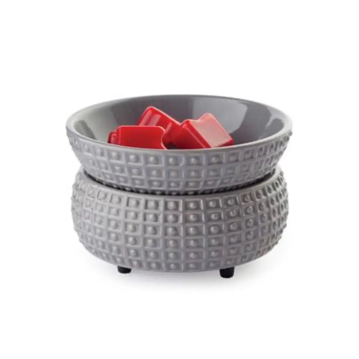 CERAMIC CANDLE DISH AND WARMER - SLATE